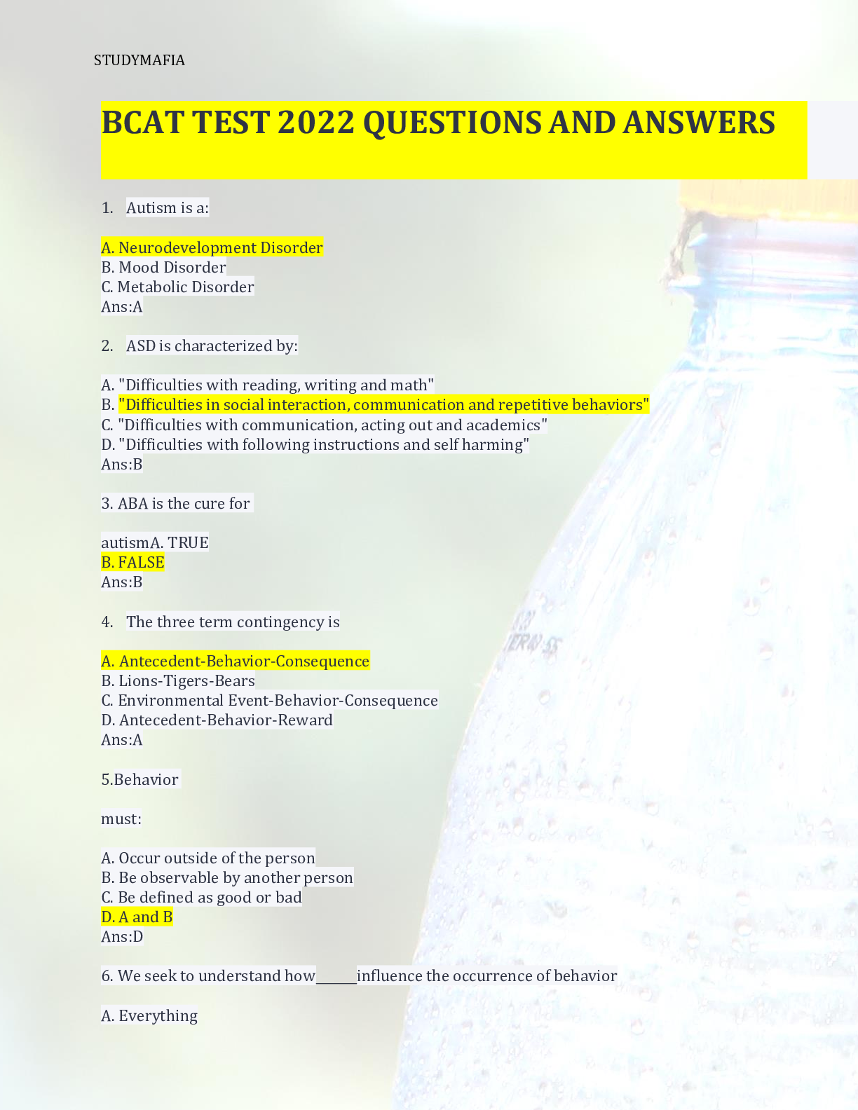 Preview image for BCAT TEST 2022 QUESTIONS AND ANSWERS